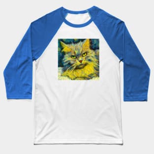 Portrait of Cat in Van Gogh's Style Baseball T-Shirt